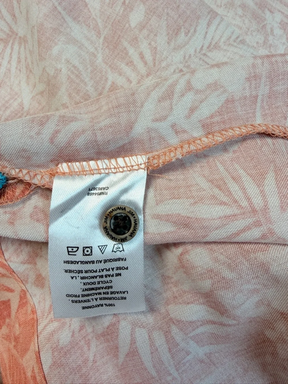 Havana Jim Hawaiian Shirt XL Coral 100% Rayon Tropical Camp Button Front NWT